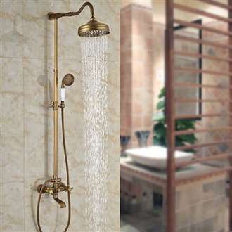 Fontana Milan 8" Antique Brass Rainfall Shower Set C, in luxurious bathroom