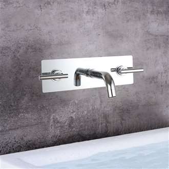 Sierra 3PCS Chrome Wall Mount Bathroom Sink Faucet
