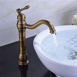 Fontana Milan Single Hole Tall Antique Brass Bathroom Commercial Sink Faucet 