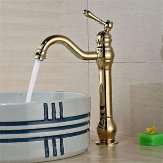Fontana Milan Single Hole Tall Shiny Gold Bathroom Faucet Direct Sink Faucet 