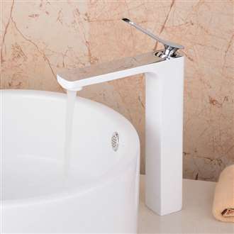 Denver 12" Contemporary White Chrome Bathroom BIM Object Sink Faucet 