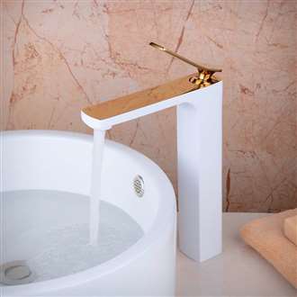 Denver 12" Contemporary White Gold Bathroom Sink Faucet