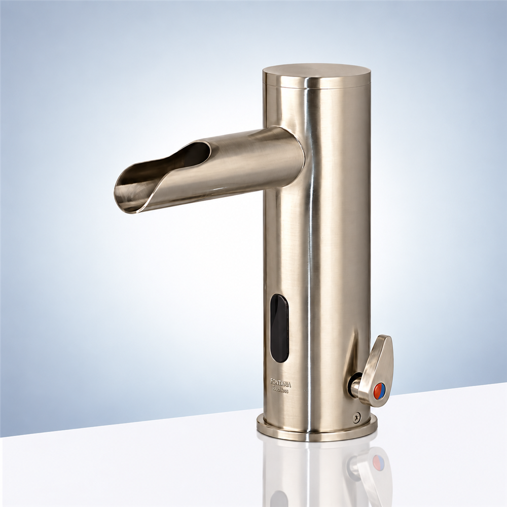 Fontana Reno Touchless Bathroom Electronic Automatic Commercial Sensor Faucet in Brushed Nickel