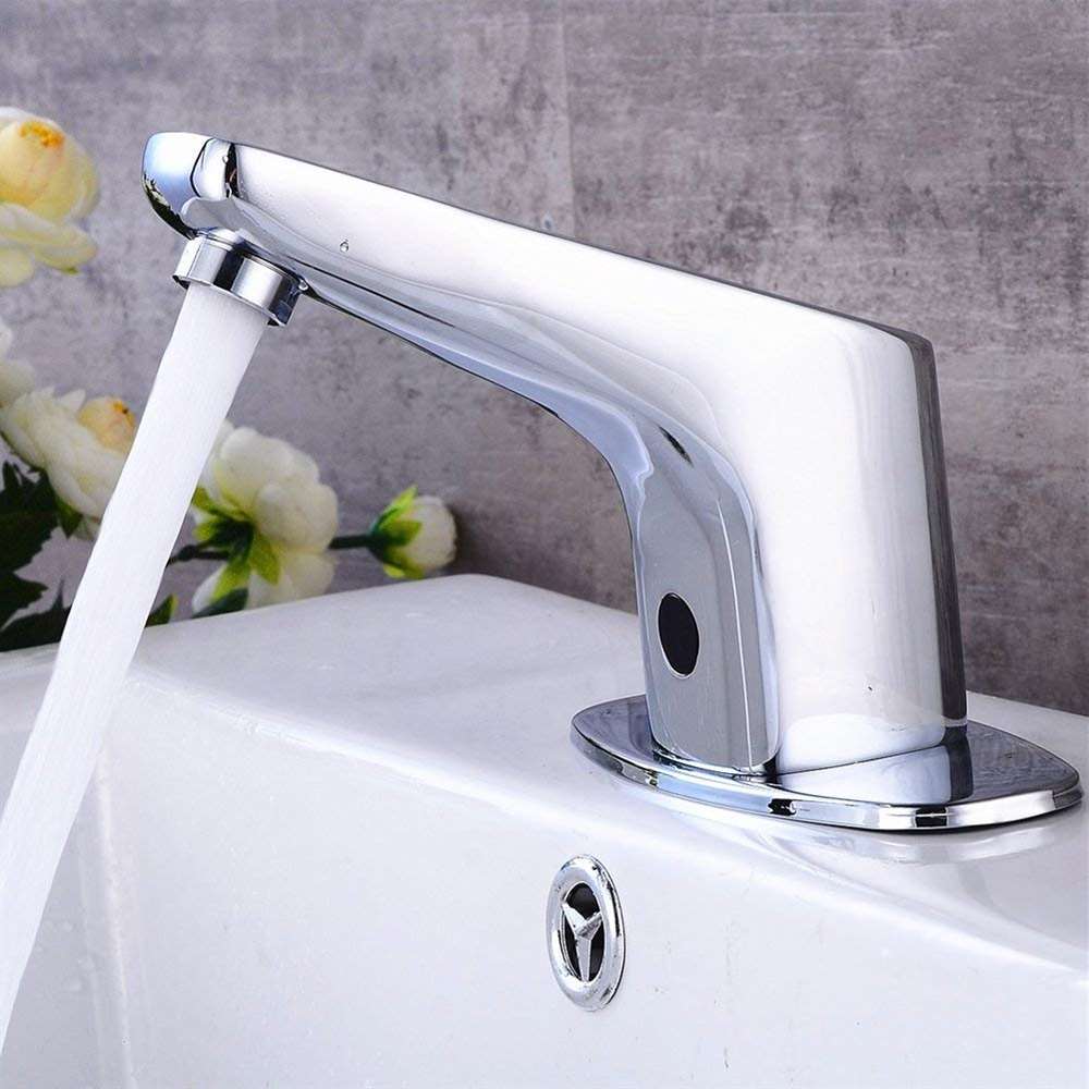 Fontana Atlanta Chrome Deck Mount Automatic Sensor Touchless Bathroom Faucet