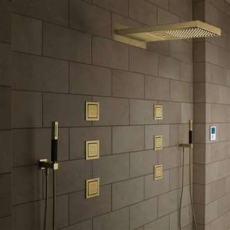 Contemporary Brushed Gold Led Shower Head