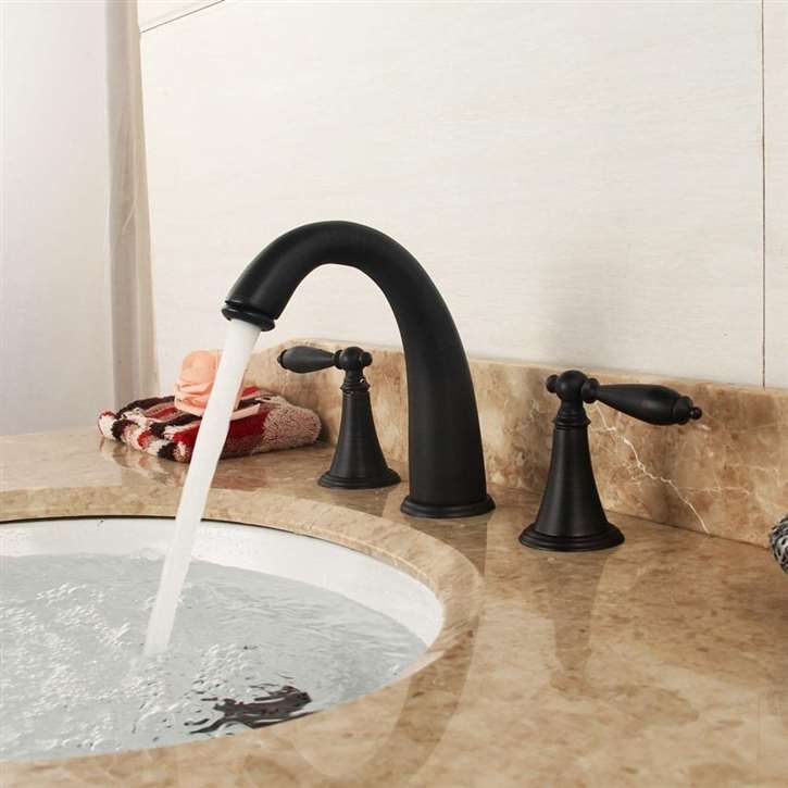 Plato Deck Mount Dual Handle Bathroom Sink Faucet
