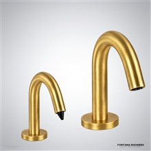 Brushed gold touchless faucet set
