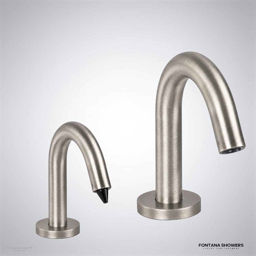 Brushed nickel sensor faucet set