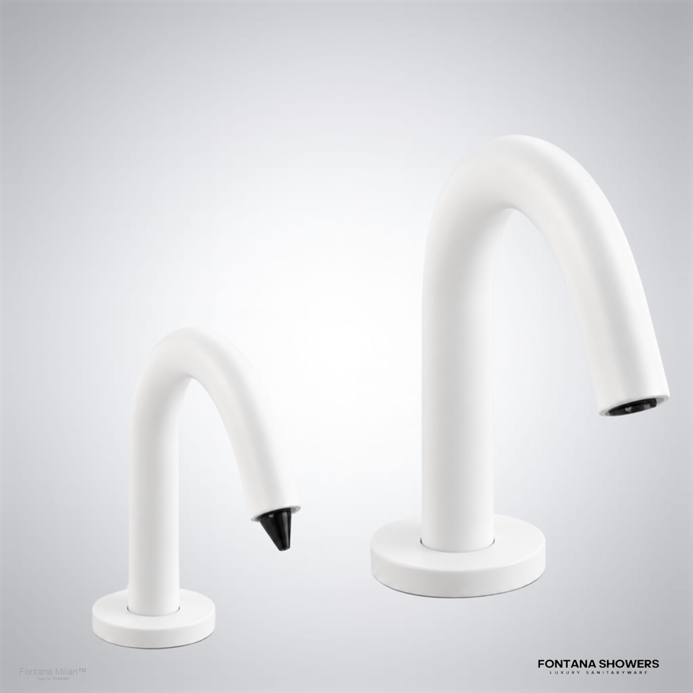 Matte white touchless faucet set