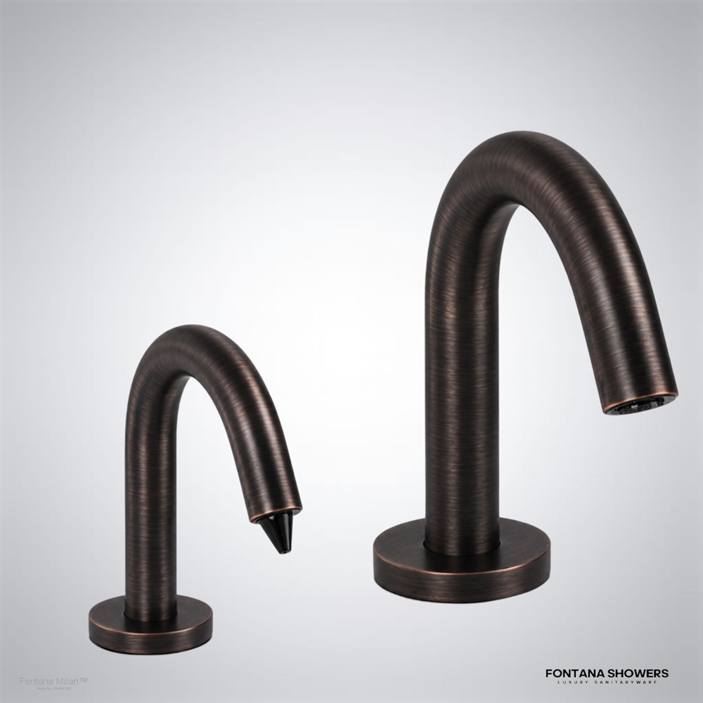Oil-rubbed bronze touchless faucet set