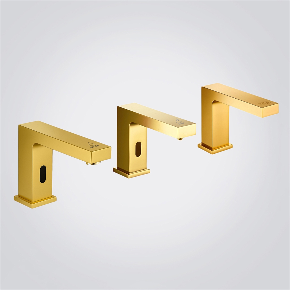 FontanaVeloraFlow Gold 3-in-1 Touchless Faucet Soap Dispenser and Hand Dryer