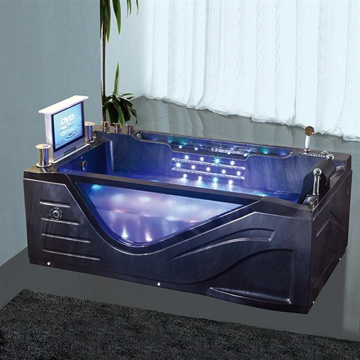 Sierra Freestanding Whirlpool HydroMassage Indoor Bathtub with TV