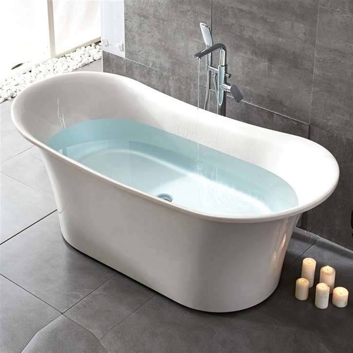 Texas One Person Freestanding Indoor Soaking White Bathtub