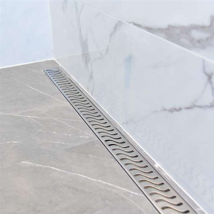 Fontana "S" Design Linear Shower Drain Stainless Steel Channel Body In Chrome Finish