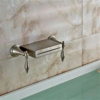 Brushed Nickel LED Color Changing Dual Long Handle Bathtub Faucet