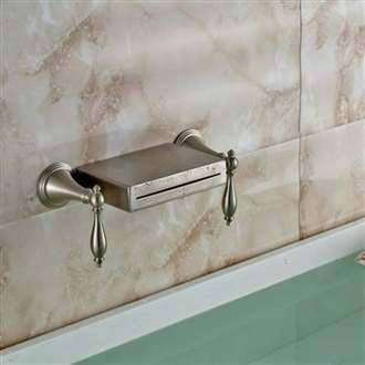 Brushed Nickel LED Color Changing Dual Long Handle Bathtub Faucet