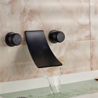 Retro Dark Oil Rubbed Bronze Dual Handle Wall Mount Commercial Sink Tap 