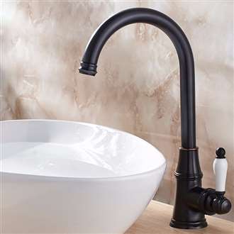 Fontana Long Neck Dark Oil Rubbed Bronze Single Handle Deck Mount Sink Faucet Mixer Faucet