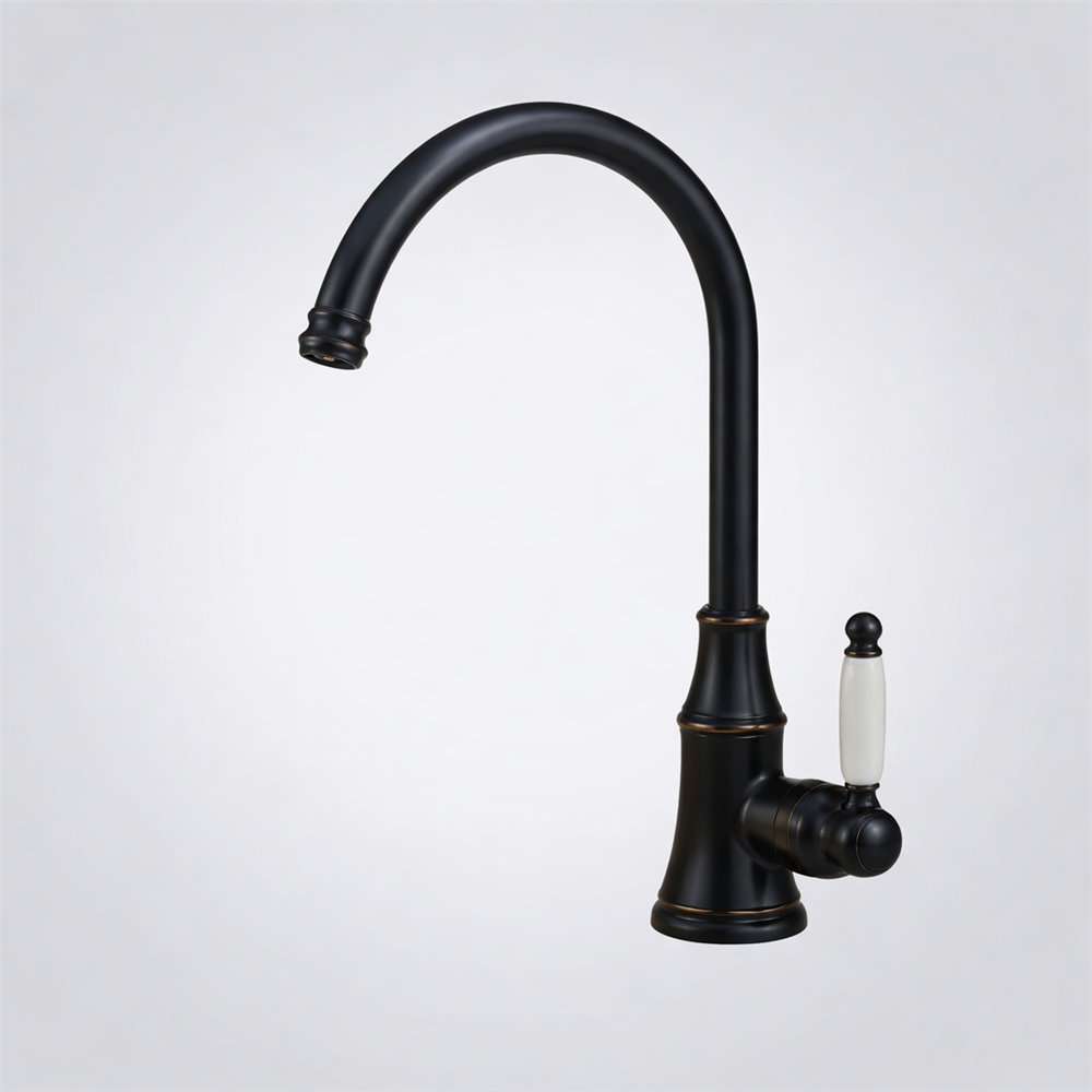 Fontana Long Neck Dark Oil Rubbed Bronze Single Handle Deck Mount Sink Faucet Mixer Faucet