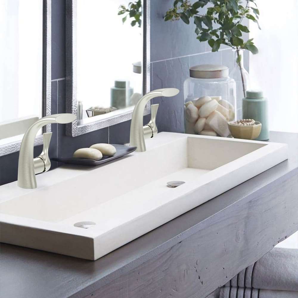 Twist Bathroom Sink Single Handle Nickel Faucet