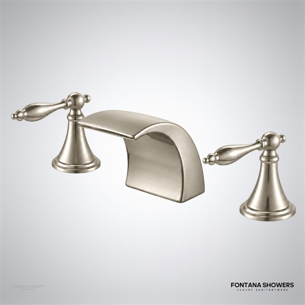 Brushed nickel waterfall faucet