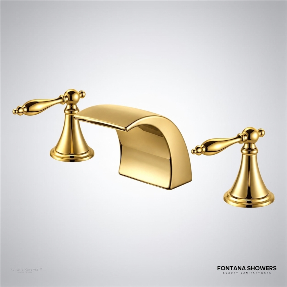 Gold dual-handle waterfall faucet