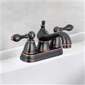Oil rubbed bronze bathroom vanity faucet with 4-inch centerset design