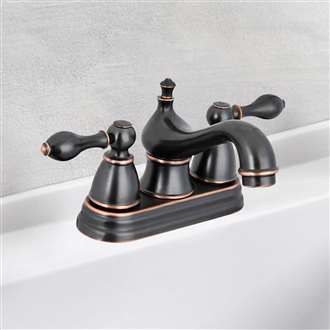 Oil rubbed bronze bathroom vanity faucet with 4-inch centerset design