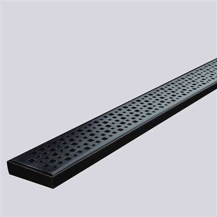 Fontana New Oil Rubbed Bronze Linear Shower Drain Flag Design Flange Body