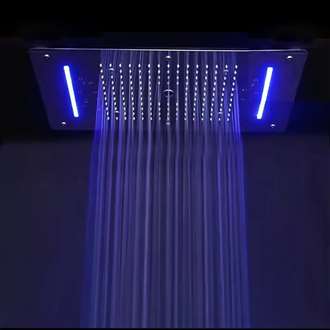 Luxury Shower Head Recessed Color Changing Water Powered 28" x 16" Led Shower Head in Matte Black Finish