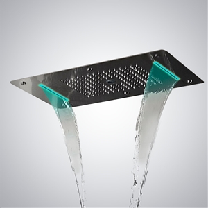 Recessed Color Changing Water Powered 28" x 16" Led Shower Head in Chrome Finish Finish