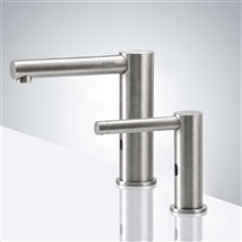 Fontana Deck Mount Brushed Nickel Finish Dual Commercial Sensor Faucet & Automatic Soap Dispenser