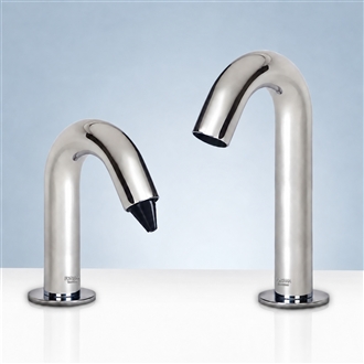 Fontana Reno Goose Neck Chrome Finish Dual Commercial Automatic Sensor Faucet And Soap Dispenser