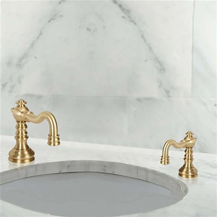 Fontana Sierra Brushed Gold Finish Deck Mount Dual Automatic Commercial Sensor Faucet And Soap Dispenser