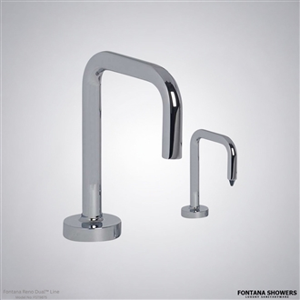 Fontana Reno Inverted U-Shaped Chrome Finish Freestanding Dual Automatic Commercial Sensor Faucet And Soap Dispenser