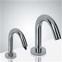 Chrome touchless faucet soap dispenser set