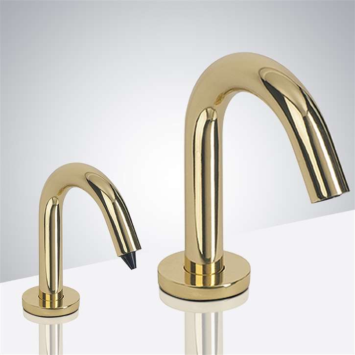 Gold touchless faucet and dispenser