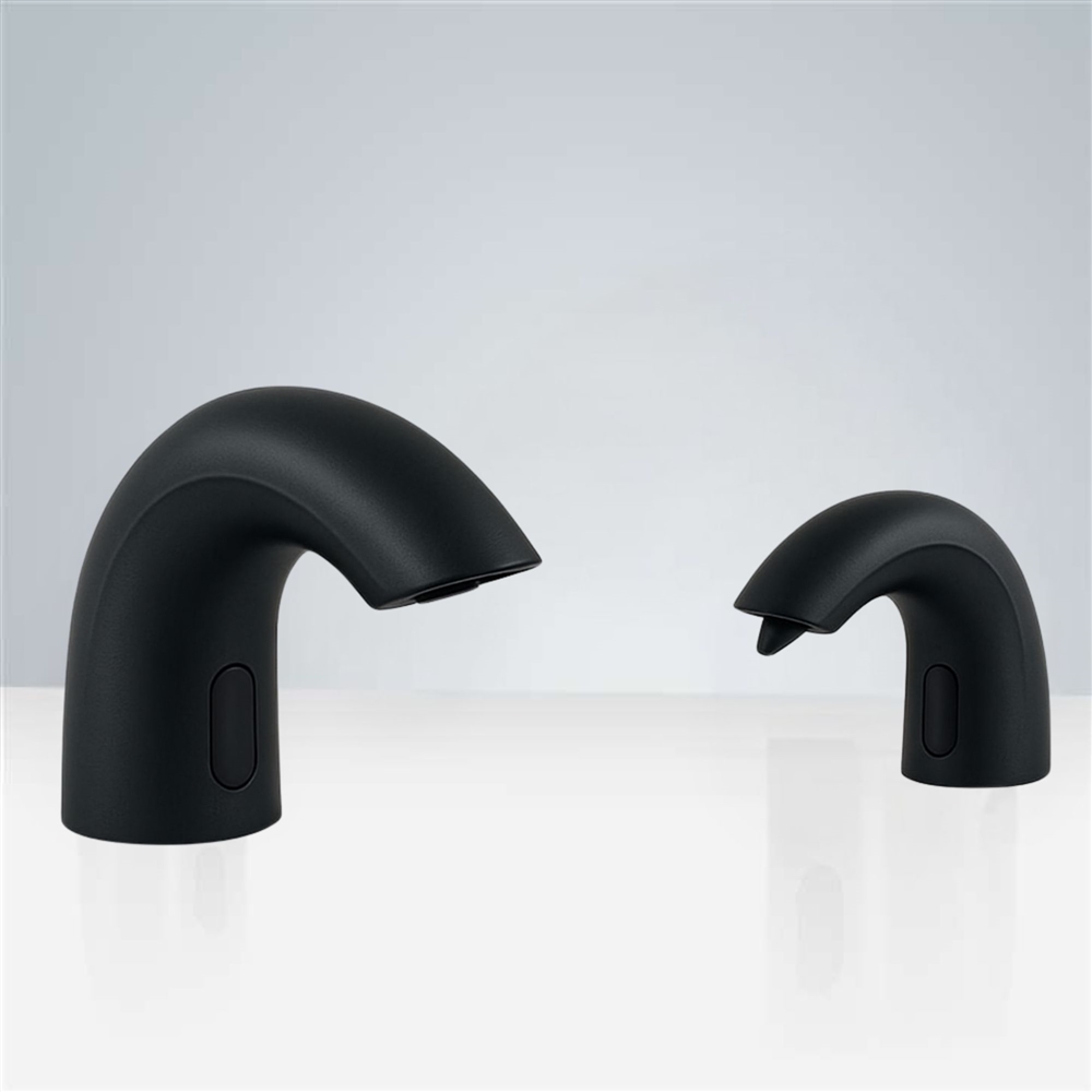 Fontana LeoWave Matte Black Touchless Faucet and Automatic Soap Dispenser