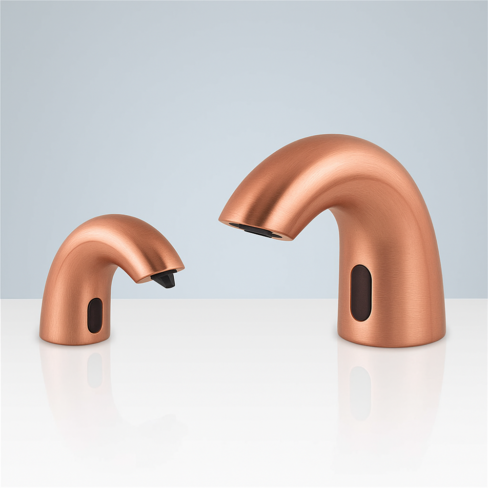 Fontana LeoWave Rose Gold Touchless Faucet and Soap Dispenser