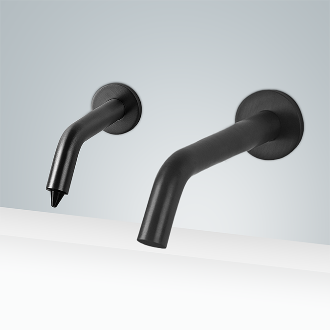 Fontana Milan Contemporary Dark Oil Rubbed Bronze Finish Wall Mount Dual Automatic Commercial Sensor Faucet And Soap Dispenser