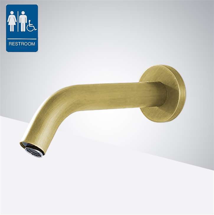 Brio Wall Mount Commercial Sensor Faucet Brushed Gold Finish