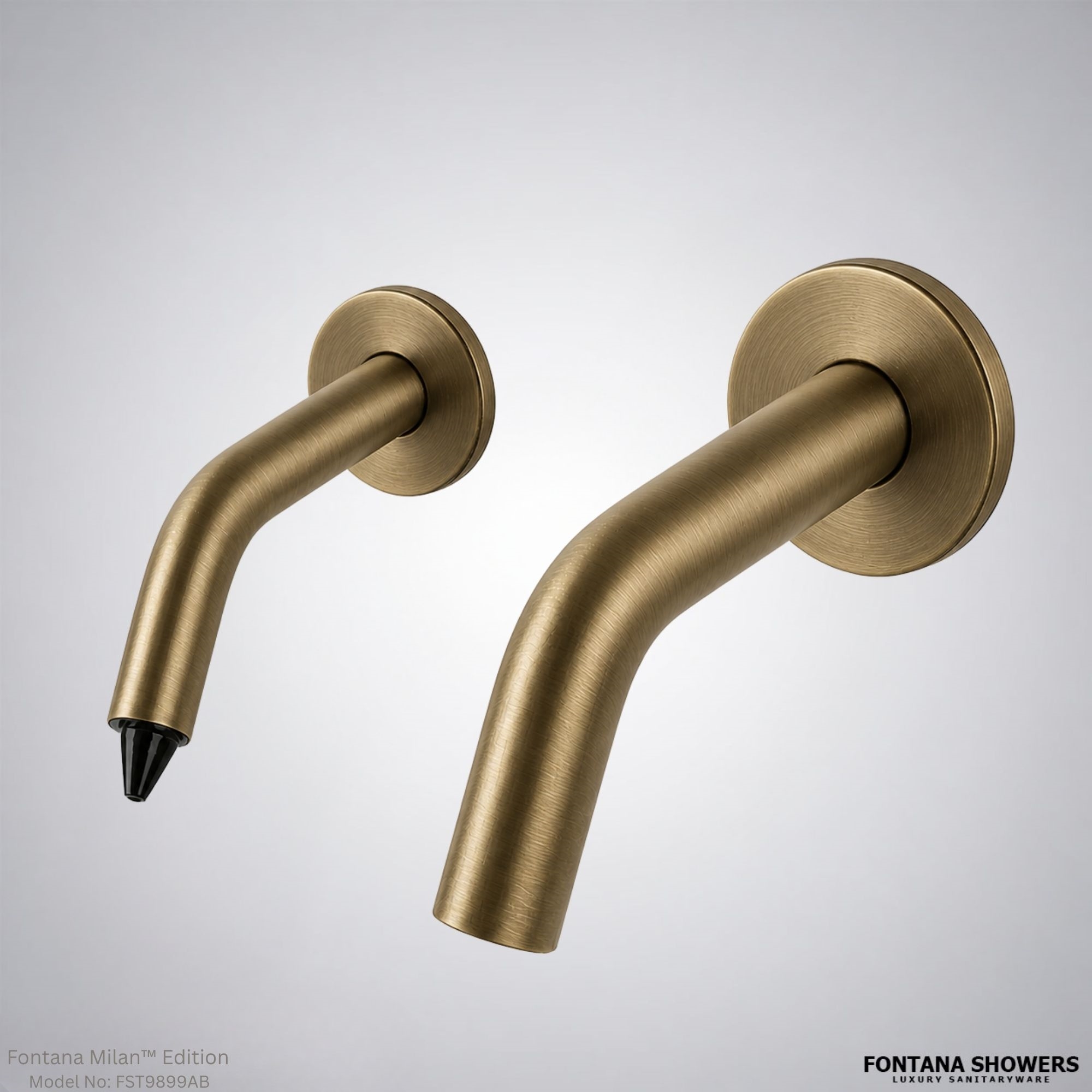 Fontana Milan antique brass fixture for architectural restroom design
