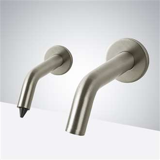 Fontana Milan Contemporary Style Brushed Nickel Finish Wall Mount Dual Commercial Sensor Faucet And Dispenser