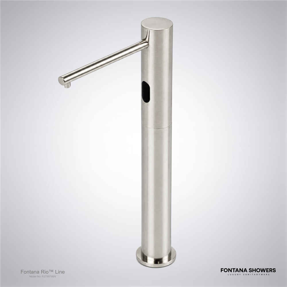 Brushed nickel commercial sensor faucet