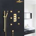 Fontana Reno Gold Ceiling Mount Shower Head Set with 6 Body Massage Shower Jets