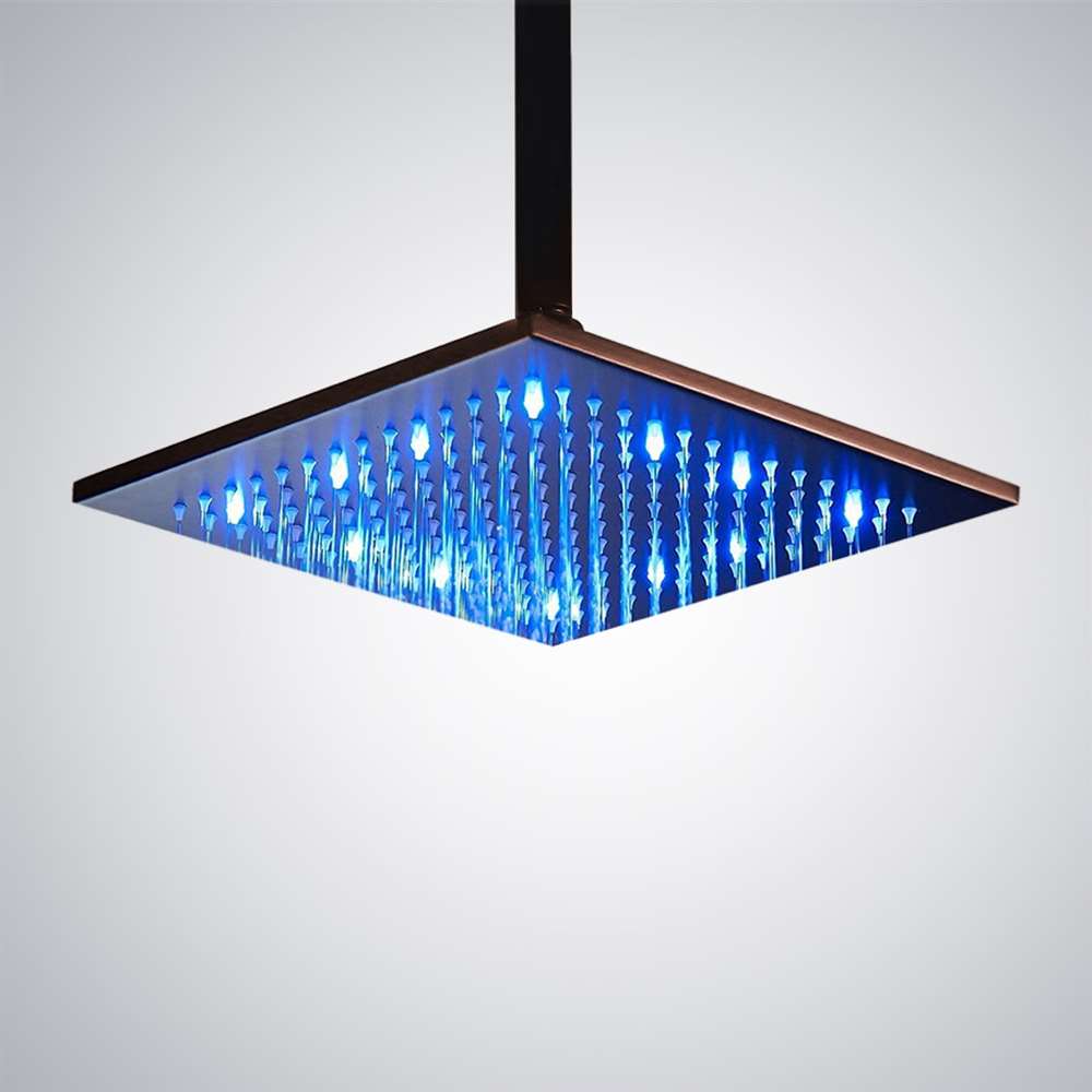 Fontana 12-Inch Oil Rubbed Bronze Square LED Rainfall Showerhead