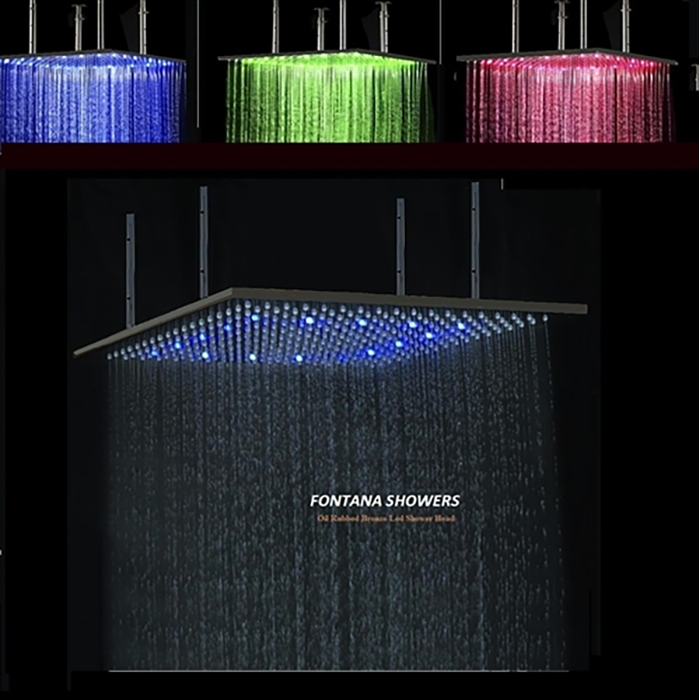 Fontana 40-Inch Oil Rubbed Bronze Square LED Rainfall Showerhead