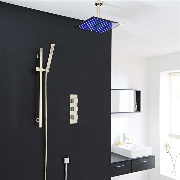 Ceiling-mounted thermostatic rainfall shower installation planning