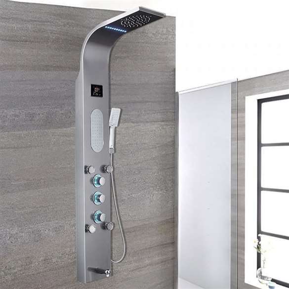 LED Shower Panel System With Thermostatic In Brushed Black Details about   55 In 