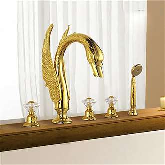 Fontana Gold Plated Swan Bathtub Faucet System